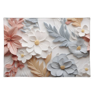 Elegant Embossed 3D Floral Relief Cloth Placemat