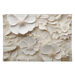 Elegant Embossed 3D Floral Relief Cloth Placemat