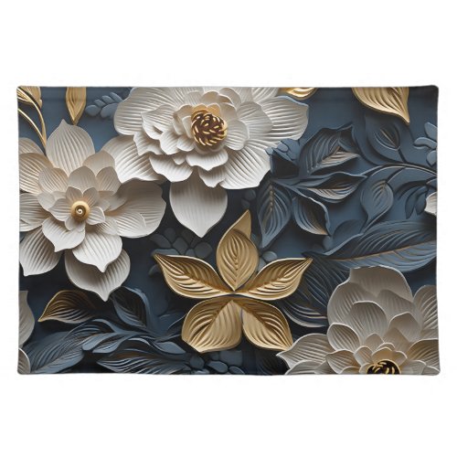 Elegant Embossed 3D Floral Relief Cloth Placemat