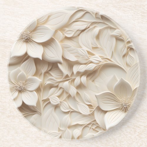 Elegant Embossed 3D Floral Relief Coaster