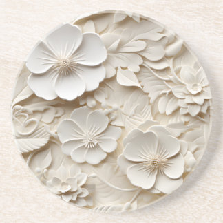 Elegant Embossed 3D Floral Relief Coaster