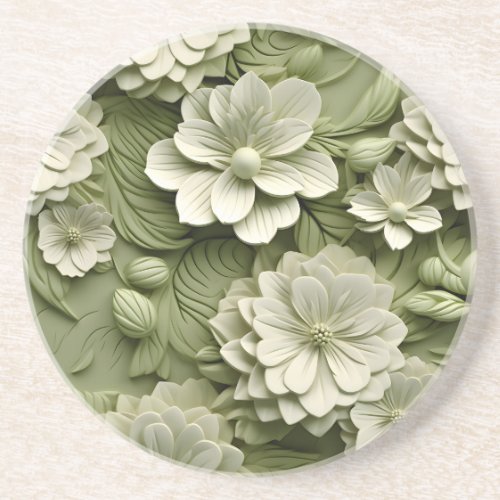 Elegant Embossed 3D Floral Relief Coaster