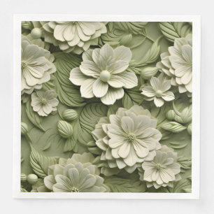 Elegant Embossed 3D Floral Relief Paper Dinner Napkins