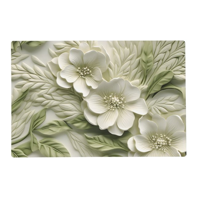 Elegant Embossed 3D Floral Relief Placemat (Front)