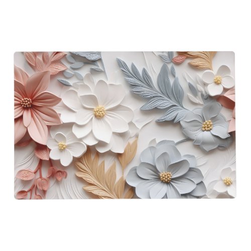 Elegant Embossed 3D Floral Relief Placemat