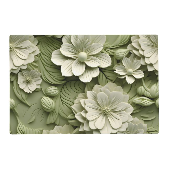 Elegant Embossed 3D Floral Relief Placemat (Back)