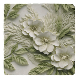 Elegant Embossed 3D Floral Relief Trivet