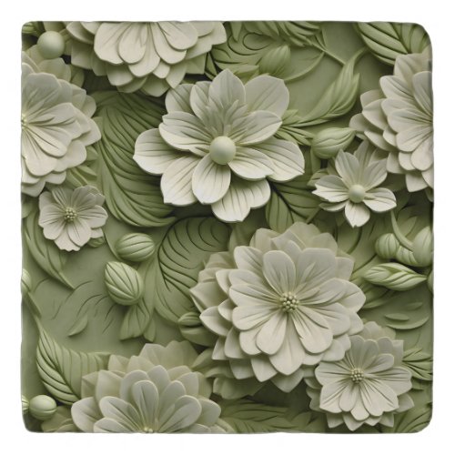 Elegant Embossed 3D Floral Relief Trivet