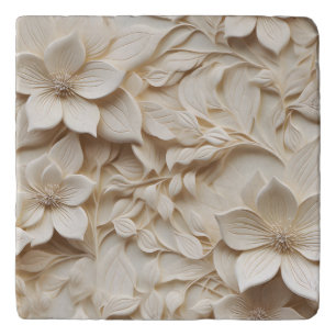Elegant Embossed 3D Style Floral Relief Trivet