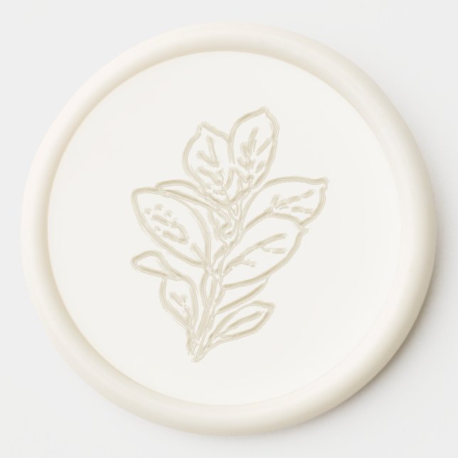 Elegant Embossed Botanical Leaves Real  Wax Seal Sticker (Front)
