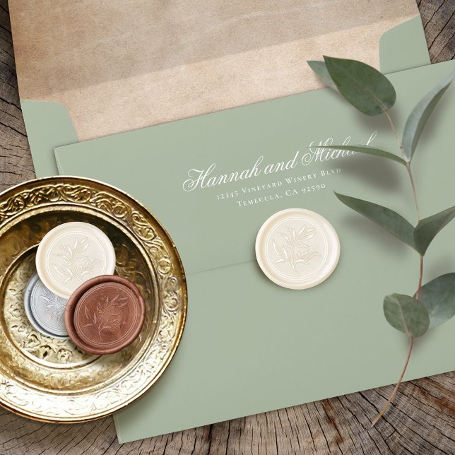 Elegant Embossed Botanical Leaves Real Wax Seal Sticker (Creator Uploaded)
