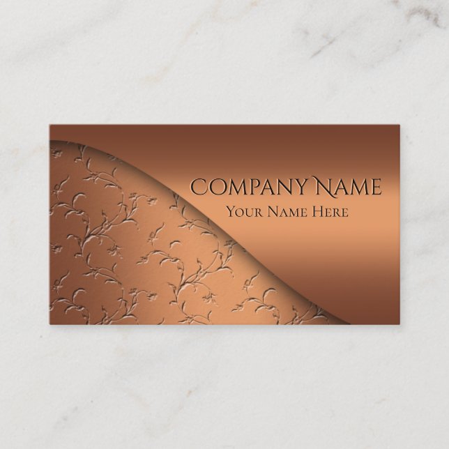 Elegant Embossed Copper Modern Corporate Business Card (Front)