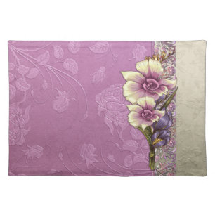 Elegant Embossed Lilac Damask Placemat
