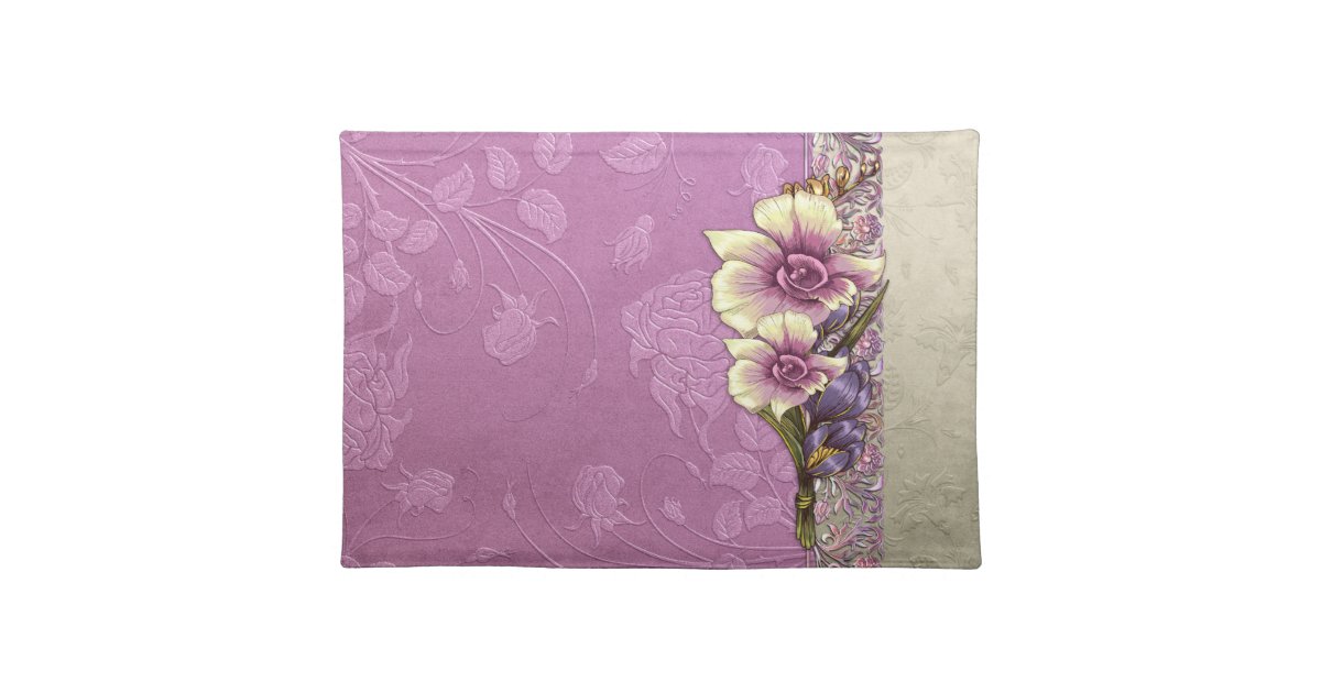 Elegant Embossed Lilac Damask Placemat Zazzle