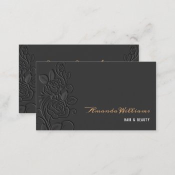 Elegant Embossed Roses Business Card by byDania at Zazzle