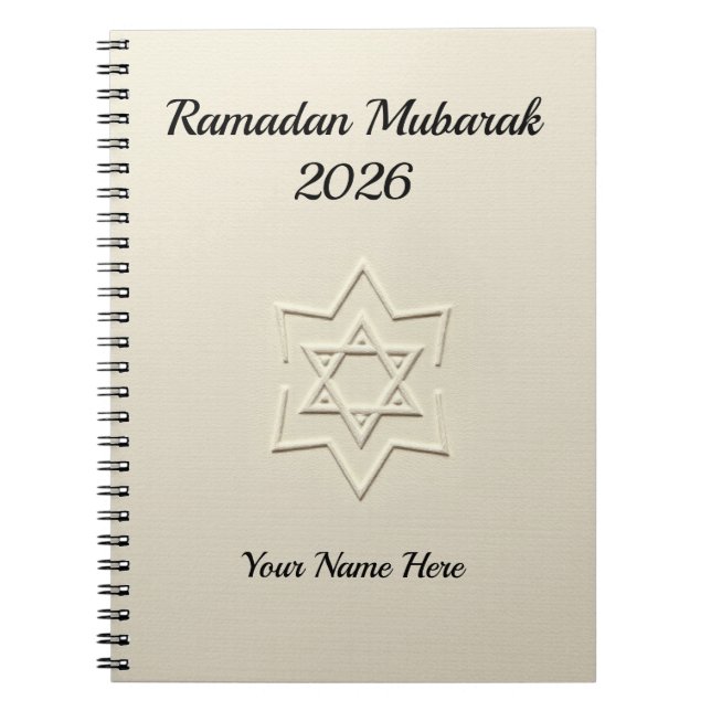 Elegant Embossed Star Islamic Notebook (Front)