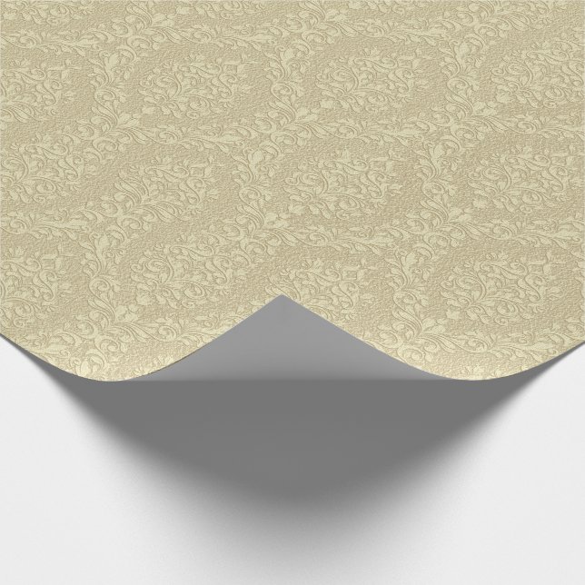 Elegant Embossed Style Gold Damask Wrapping Paper (Corner)