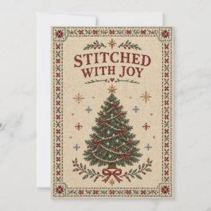 Elegant Embroidered Christmas, Vintage Needlepoint Card
