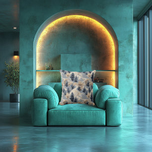 Elegant Embroidered-Effect Winter Landscape Patter Throw Pillow