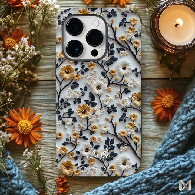 Elegant Embroidered Gold Floral Pattern Case-Mate iPhone Case (Creator Uploaded)