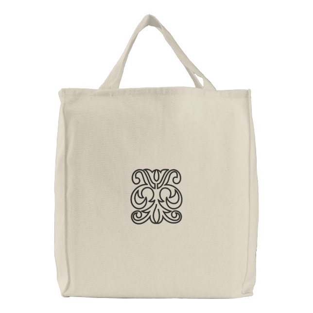 elegant embroidered ornament embroidered tote bag (Front)