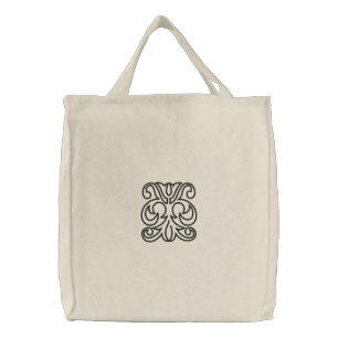 elegant embroidered ornament tote bag