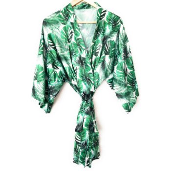 Elegant Embroidered Tropical Palm Leaf Kimono Robe by EllaWinston at Zazzle