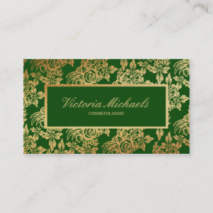 Elegant Emerald and Gold Foil Look Business Card