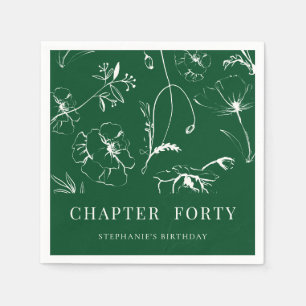 Elegant Emerald and Ivory Chapter 40th Birthday Napkins