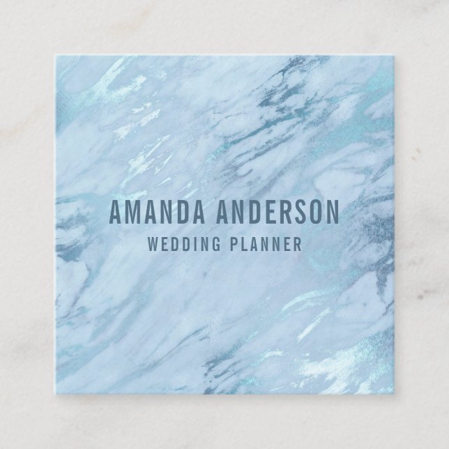 Elegant Emerald Blue Marble | Business Card (Front)