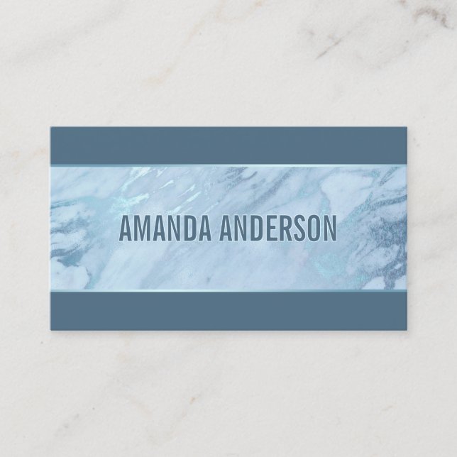 Elegant Emerald Blue Marble | Business Card (Front)