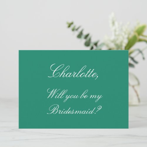 Elegant Emerald Bridesmaid Proposal Invitation