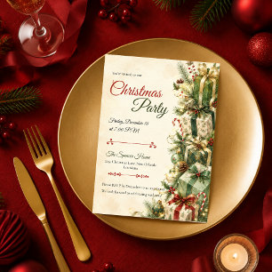 Elegant Emerald Christmas Party Invitation