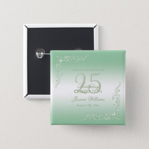 Elegant Emerald Decoration 25th Birthday   Button