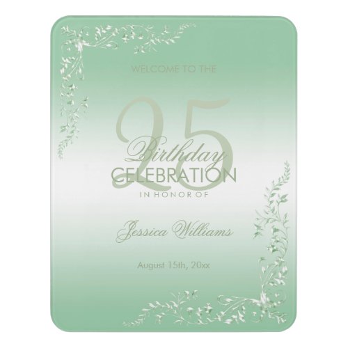 Elegant Emerald Decoration 25th Birthday Door Sign