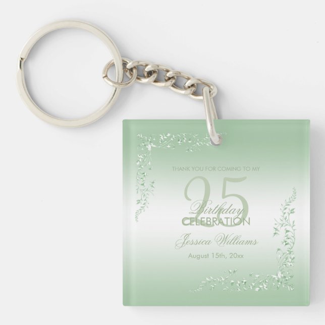 Elegant Emerald Decoration 25th Birthday  Keychain (Front)