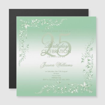 Elegant Emerald Decoration 25th Birthday  Magnetic Invitation by Sarah_Designs at Zazzle