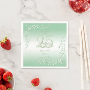 Elegant Emerald Decoration 25th Birthday Napkins