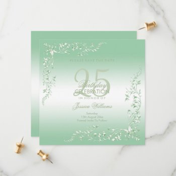 Elegant Emerald Decoration 25th Birthday  Save The Date by Sarah_Designs at Zazzle