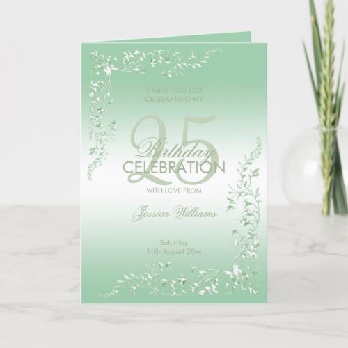Elegant Emerald Decoration 25th Birthday  Thank You Card