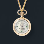 Elegant Emerald Diamonds 20th Wedding Anniversary  Watch<br><div class="desc">Opulent elegance frames this 20th wedding anniversary design in a unique scalloped diamond design with center teardrop diamond with heart-shaped emerald accents and faux added sparkles on a white gold-tone gradient. Please note that all embellishments are printed and are only made to appear as real as possible in a flat,...</div>