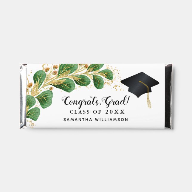 Elegant Emerald Eucalyptus Thank You Graduation Hershey Bar Favors (Front)