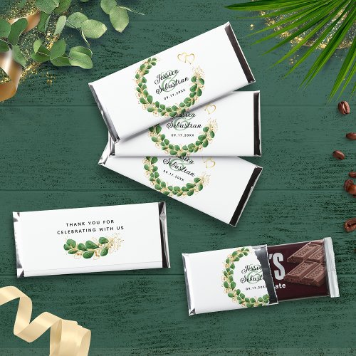 Elegant Emerald Eucalyptus Thank You Wedding Hershey Bar Favors