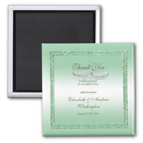 Elegant Emerald Glitter  Silver Wedding Rings   Magnet