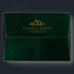 elegant Emerald gold Calligraphy Minimal Wedding   Envelope<br><div class="desc">This stylish & elegant wedding Emerald gold invitation envelope features gorgeous hand-painted watercolor GOLD,  bride and groom's monogram,  and return address.</div>