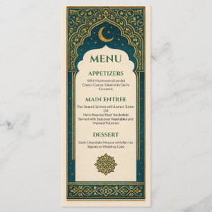 Elegant Emerald & Gold Ornate Arch Wedding Menu
