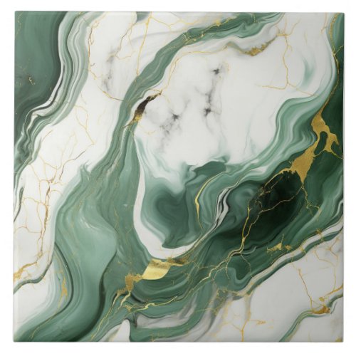 Elegant Emerald  Gold Vein Tile