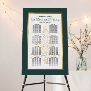 Elegant Emerald Gold Winter Wedding Seating Chart Foam Board