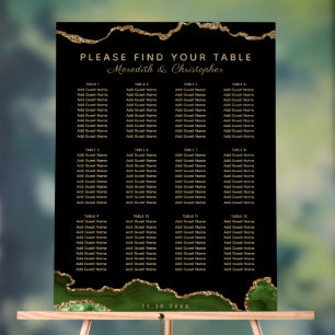 Elegant Emerald Green 12 Table Wedding Seating Acrylic Sign