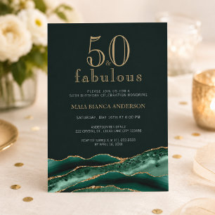Elegant Emerald Green 50th Birthday Invitation